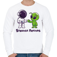 PRINTFASHION Strange Friends - Férfi pulóver - Fehér férfi pulóver, kardigán