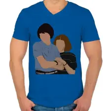PRINTFASHION Stranger Couple  - Férfi V-nyakú póló - Királykék férfi póló