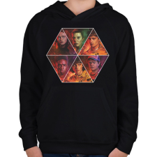 PRINTFASHION Stranger Things - Characters - Gyerek kapucnis pulóver - Fekete gyerek pulóver, kardigán