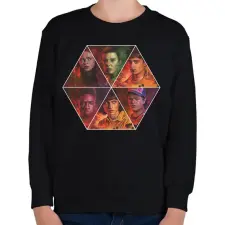 PRINTFASHION Stranger Things - Characters - Gyerek pulóver - Fekete gyerek pulóver, kardigán