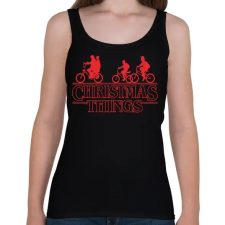 PRINTFASHION Stranger things christmas piros - Női atléta - Fekete női trikó