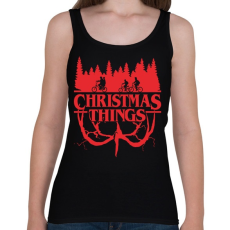 PRINTFASHION Stranger things christmas things piros - Női atléta - Fekete