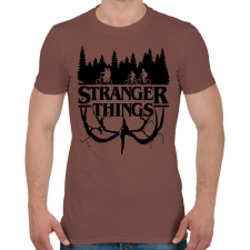 PRINTFASHION Stranger Things fekete - Férfi póló - Mogyoróbarna férfi póló