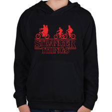 PRINTFASHION Stranger Things felirat - Gyerek kapucnis pulóver - Fekete gyerek pulóver, kardigán