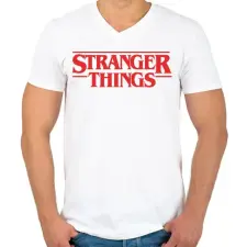PRINTFASHION Stranger Things - Férfi V-nyakú póló - Fehér férfi póló