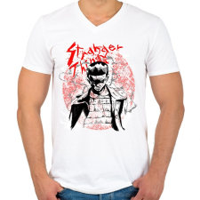 PRINTFASHION Stranger Things - Férfi V-nyakú póló - Fehér férfi póló