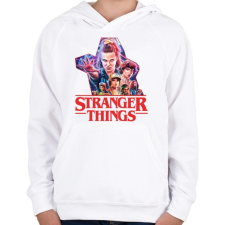 PRINTFASHION Stranger things - Gyerek kapucnis pulóver - Fehér gyerek pulóver, kardigán