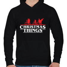 PRINTFASHION Stranger Things Karácsony fehér - Férfi kapucnis pulóver - Fekete férfi pulóver, kardigán