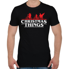 PRINTFASHION Stranger Things Karácsony fehér - Férfi póló - Fekete férfi póló