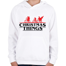 PRINTFASHION Stranger Things Karácsony fekete - Gyerek kapucnis pulóver - Fehér