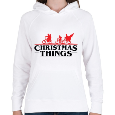 PRINTFASHION Stranger Things Karácsony fekete - Női kapucnis pulóver - Fehér