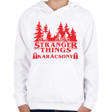PRINTFASHION Stranger Things karácsony - Gyerek kapucnis pulóver - Fehér