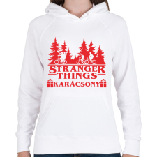 PRINTFASHION Stranger Things karácsony - Női kapucnis pulóver - Fehér női pulóver, kardigán