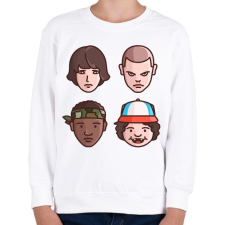 PRINTFASHION Stranger Things Karakterek - Gyerek pulóver - Fehér gyerek pulóver, kardigán
