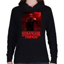 PRINTFASHION stranger things - Női kapucnis pulóver - Fekete női pulóver, kardigán