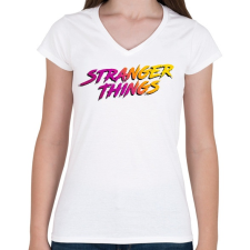 PRINTFASHION Stranger Things  - Női V-nyakú póló - Fehér női póló