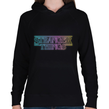 PRINTFASHION Stranger Things szivárvány - Női kapucnis pulóver - Fekete női pulóver, kardigán