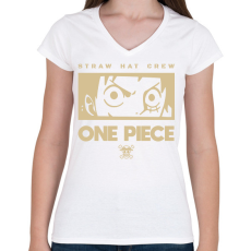 PRINTFASHION Straw hat crew - Női V-nyakú póló - Fehér