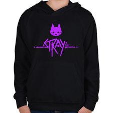 PRINTFASHION Stray purple - Gyerek kapucnis pulóver - Fekete gyerek pulóver, kardigán