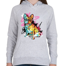 PRINTFASHION street art french bulldog - Női kapucnis pulóver - Sport szürke
