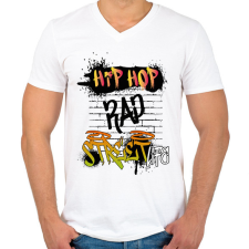 PRINTFASHION Street life - Férfi V-nyakú póló - Fehér férfi póló