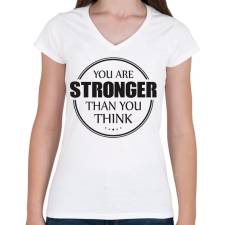 PRINTFASHION Stronger - Női V-nyakú póló - Fehér női póló