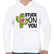 PRINTFASHION Stuck on you - Férfi kapucnis pulóver - Fehér