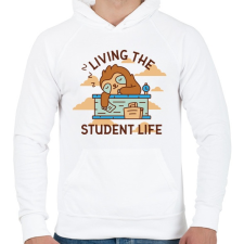 PRINTFASHION Student life - Férfi kapucnis pulóver - Fehér férfi pulóver, kardigán