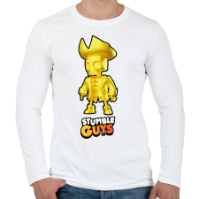 PRINTFASHION Stumble Guys - Capt. Goldhert - Férfi hosszú ujjú póló - Fehér férfi póló