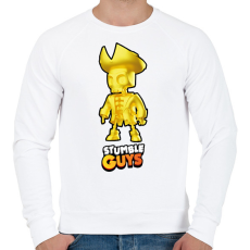 PRINTFASHION Stumble Guys - Capt. Goldhert - Férfi pulóver - Fehér