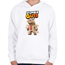 PRINTFASHION Stumble guys capybara - Gyerek kapucnis pulóver - Fehér