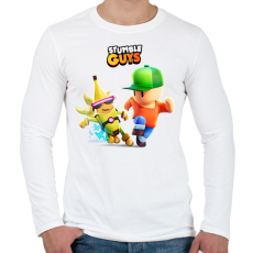 PRINTFASHION Stumble Guys game - Férfi hosszú ujjú póló - Fehér