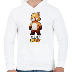 PRINTFASHION Stumble Guys - Red Panda - Férfi kapucnis pulóver - Fehér
