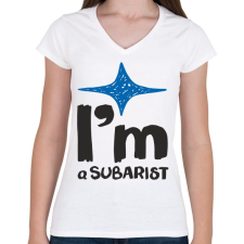 PRINTFASHION Subarist - Női V-nyakú póló - Fehér női póló