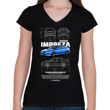 PRINTFASHION Subaru Imprezza - Női V-nyakú póló - Fekete női póló