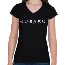 PRINTFASHION Subaru jóbarátok - Női V-nyakú póló - Fekete