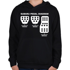 PRINTFASHION Subaru pedál - Gyerek kapucnis pulóver - Fekete