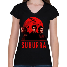 PRINTFASHION Suburra - Női V-nyakú póló - Fekete