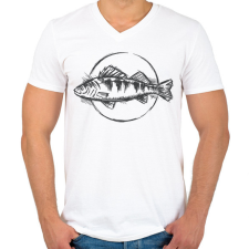 PRINTFASHION Sügér - Férfi V-nyakú póló - Fehér férfi póló