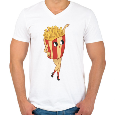 PRINTFASHION Sültkrumpli - Férfi V-nyakú póló - Fehér