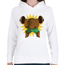 PRINTFASHION Súlyemelő medve - Női kapucnis pulóver - Fehér női pulóver, kardigán