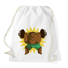 PRINTFASHION Súlyemelő medve - Sportzsák, Tornazsák - Fehér tornazsák