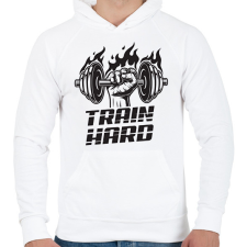 PRINTFASHION Súlyzós edzés  - Férfi kapucnis pulóver - Fehér férfi pulóver, kardigán