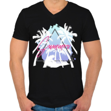 PRINTFASHION Summer - Férfi V-nyakú póló - Fekete férfi póló