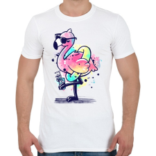 PRINTFASHION Summer Flamingo - Férfi póló - Fehér férfi póló