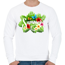 PRINTFASHION Summer flowers - Férfi pulóver - Fehér