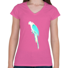 PRINTFASHION Summer parrot - Női V-nyakú póló - Rózsaszín női póló