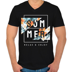 PRINTFASHION Summer relax - Férfi V-nyakú póló - Fekete