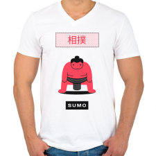 PRINTFASHION Sumo - Férfi V-nyakú póló - Fehér férfi póló