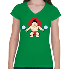 PRINTFASHION Sumo - Női V-nyakú póló - Zöld női póló